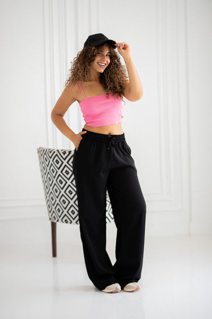 black wide leg pants