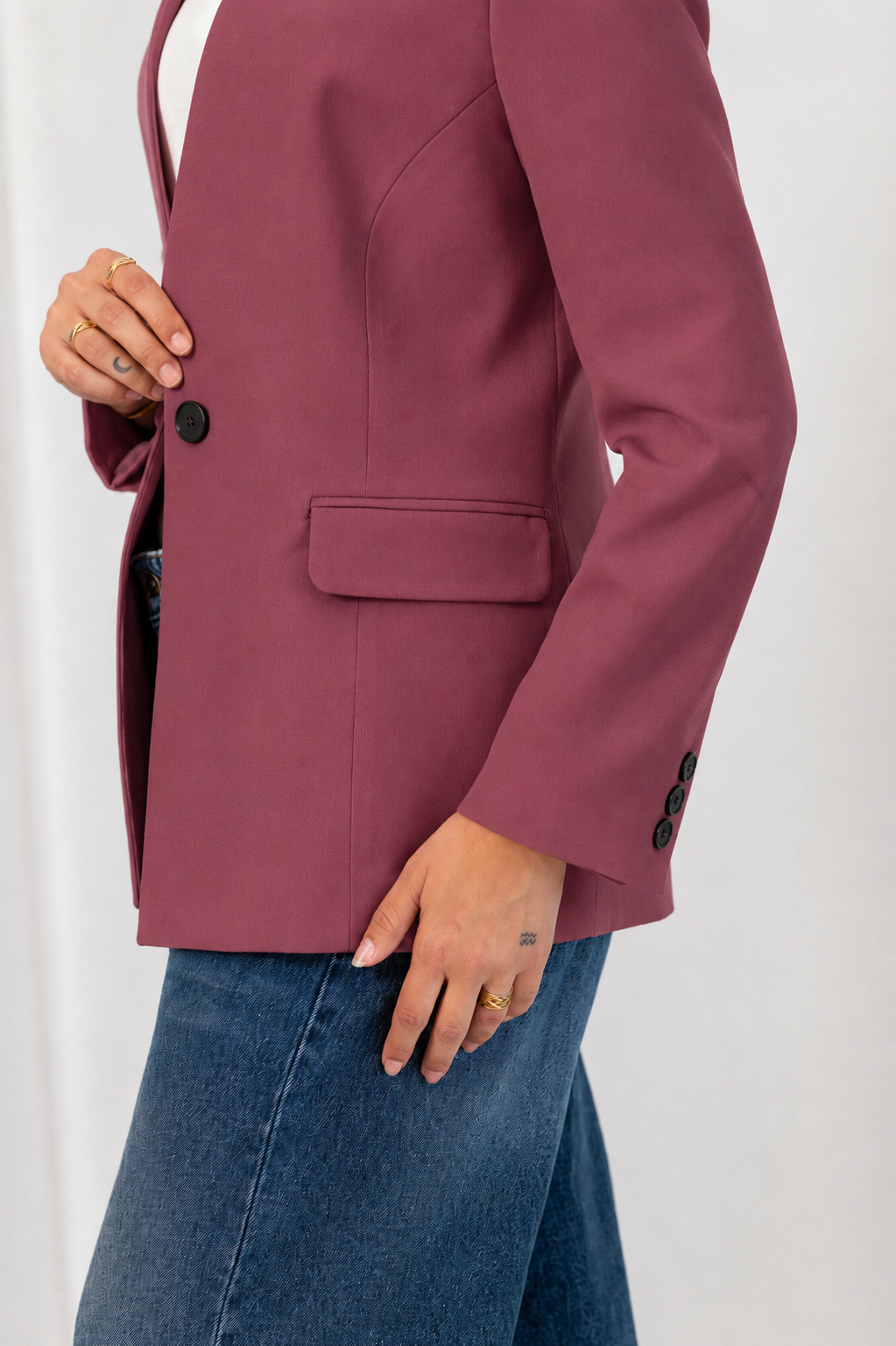 burgundy notched blazer