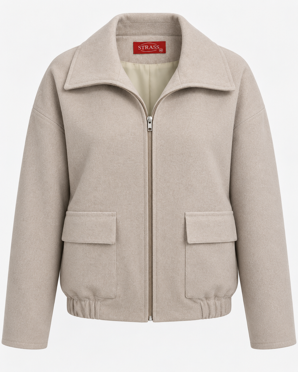 Wool zipper beige jacket