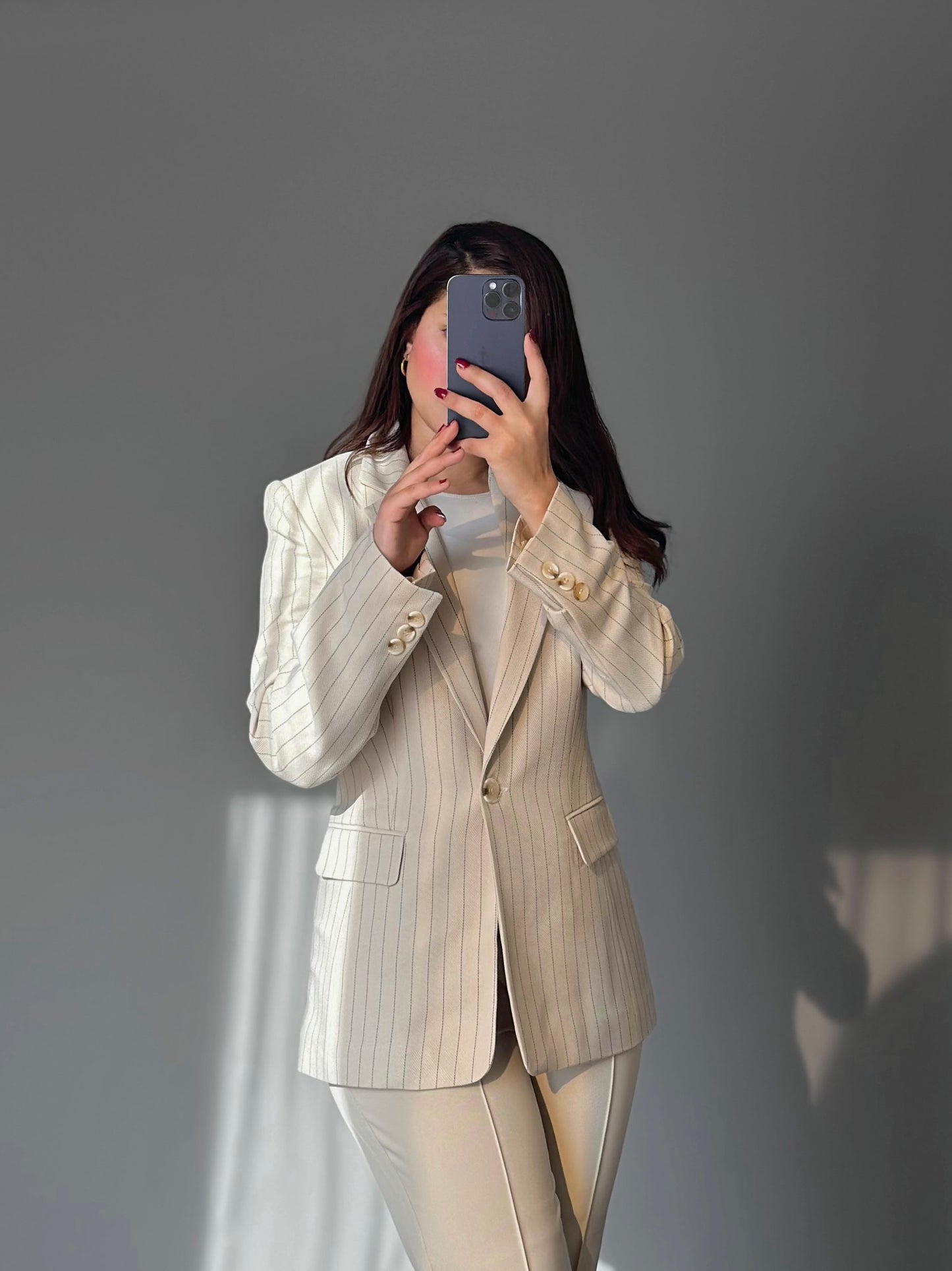 lined beige tr blazer