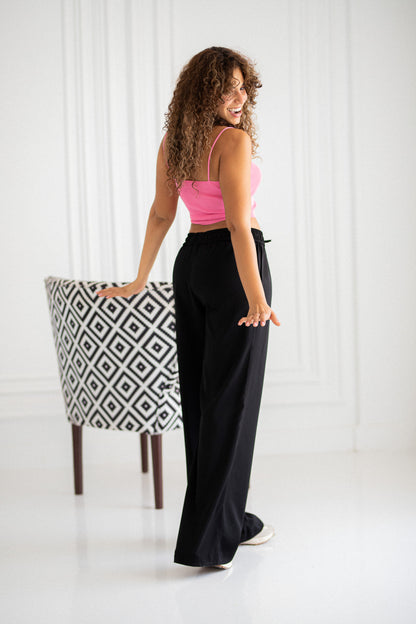 black wide leg pants
