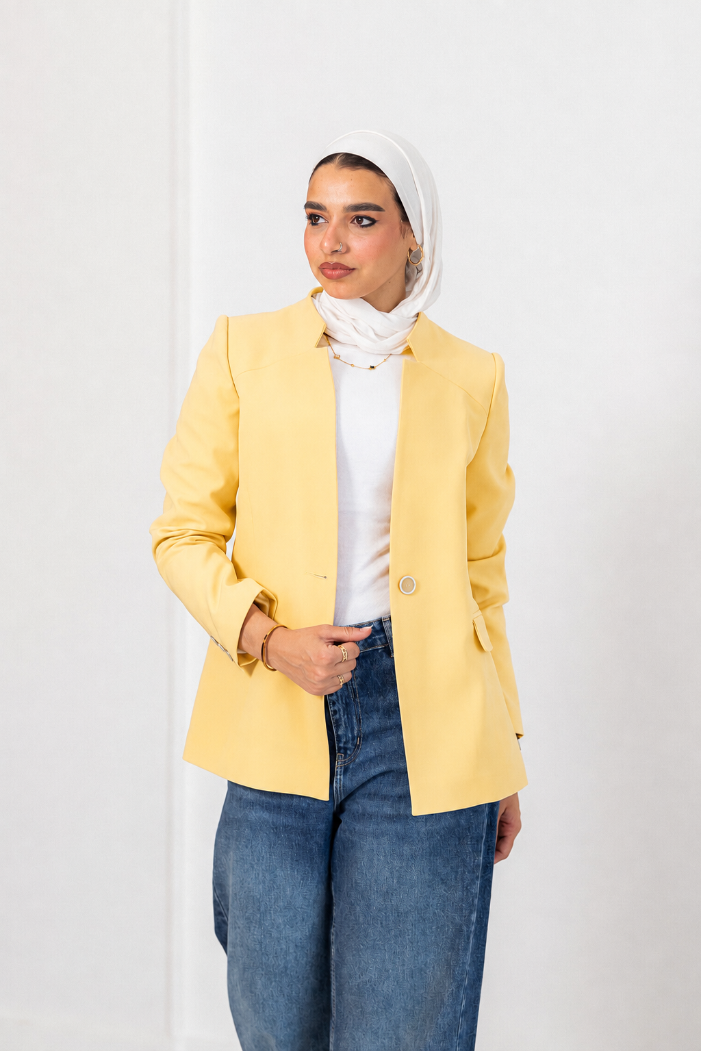Yellow notched blazer