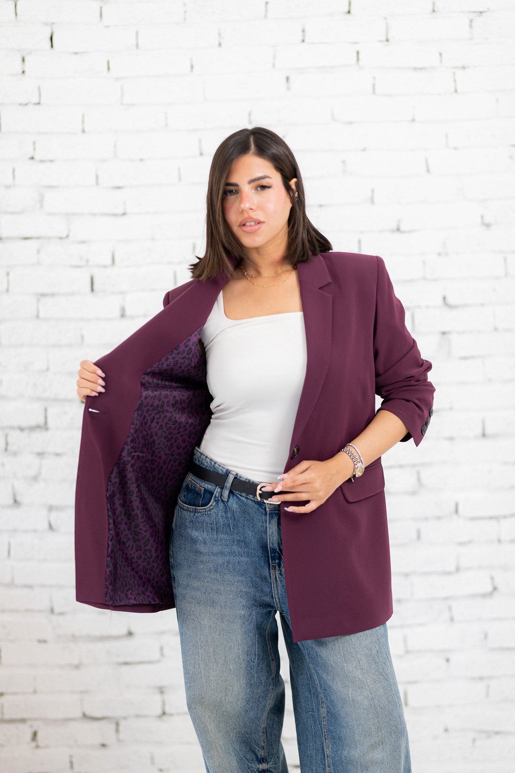burgundy long blazer