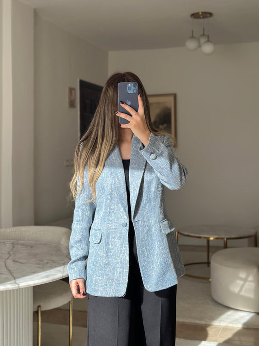 blue bucklet blazer