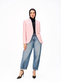 One button pink blazer
