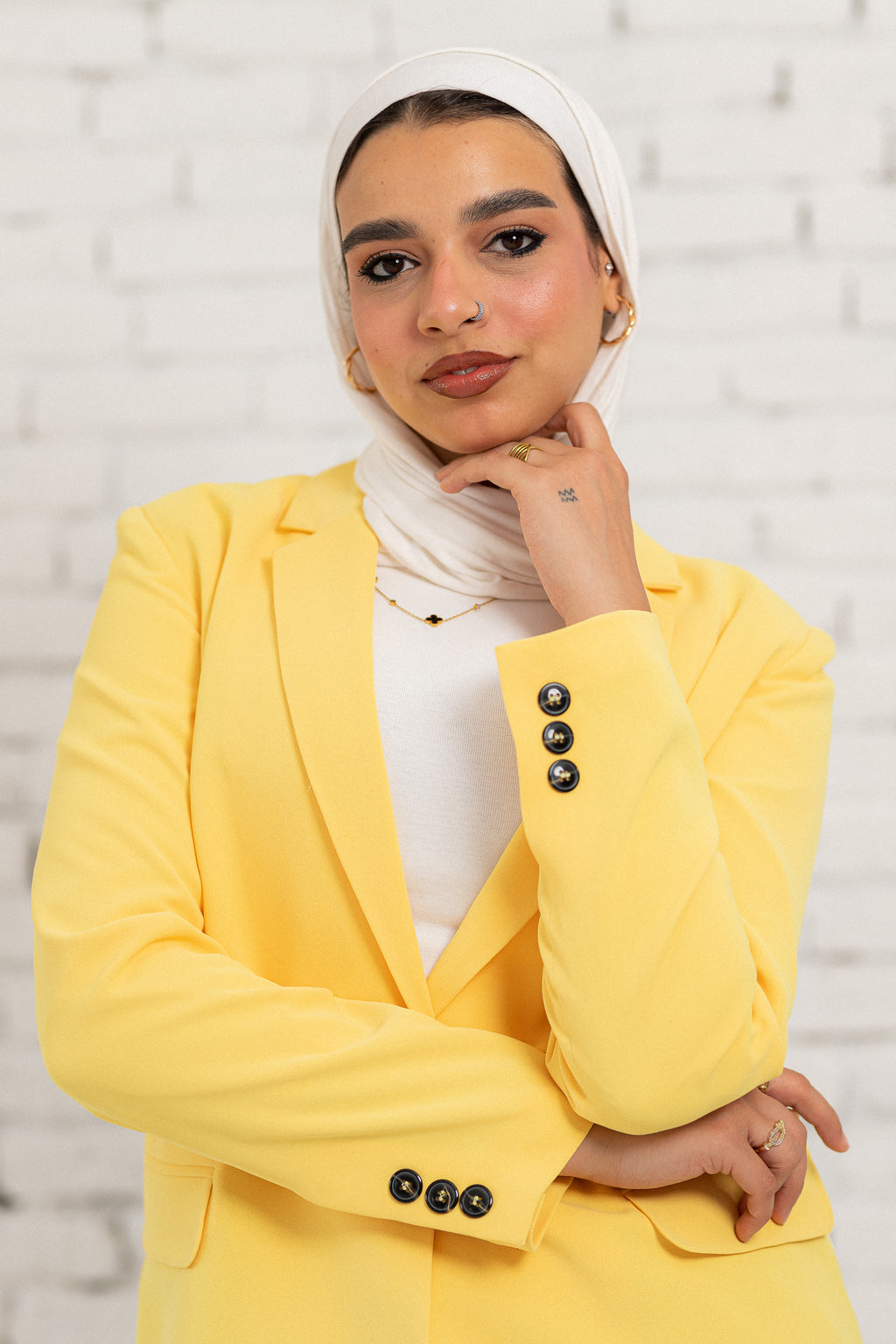 yellow long blazer