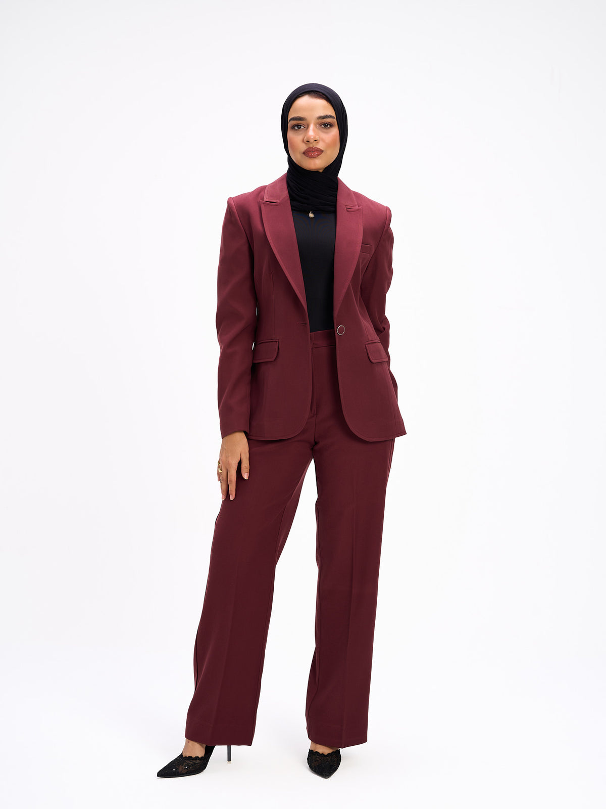 Elora burgundy suit