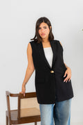 black longline vest