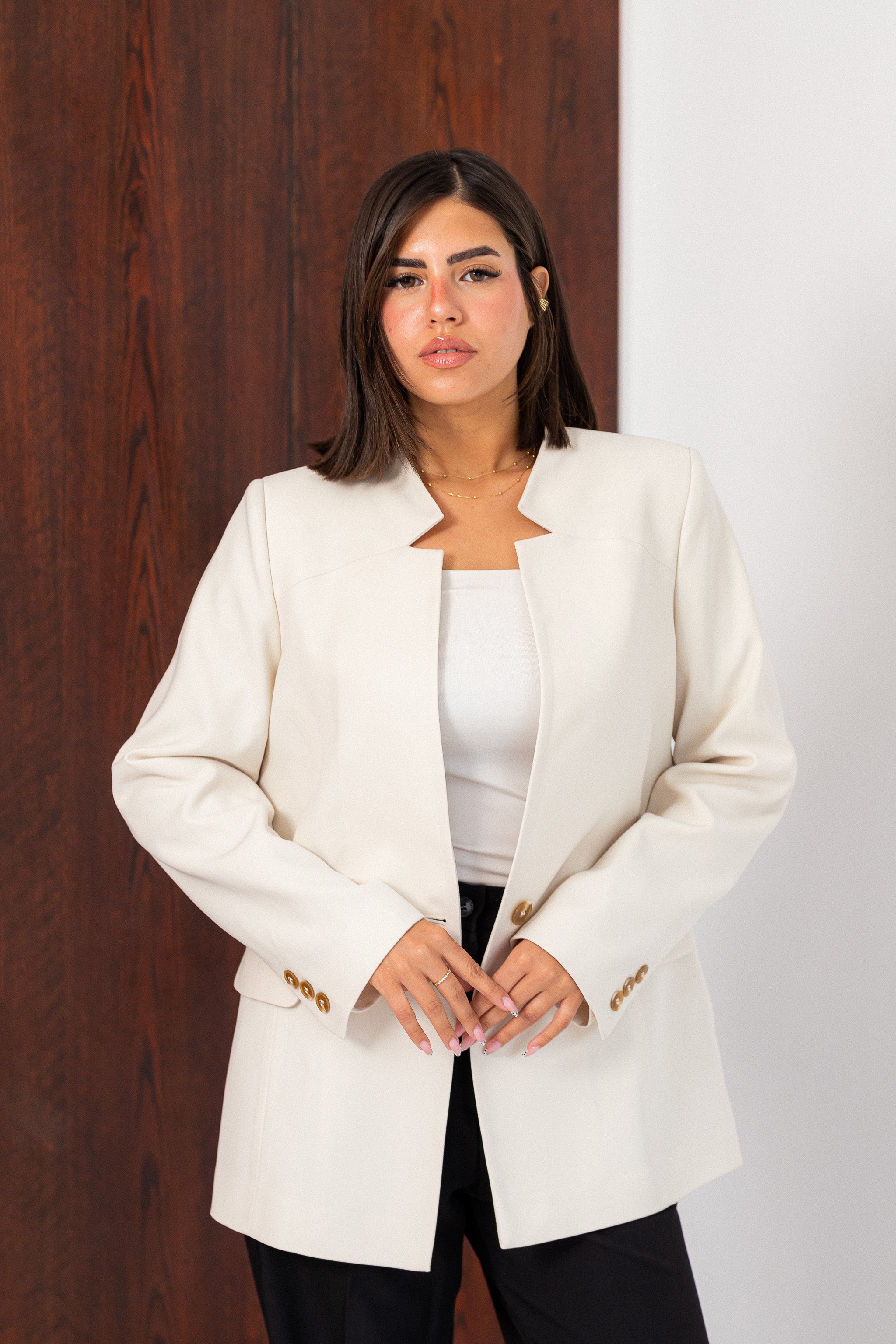 beige notched blazer