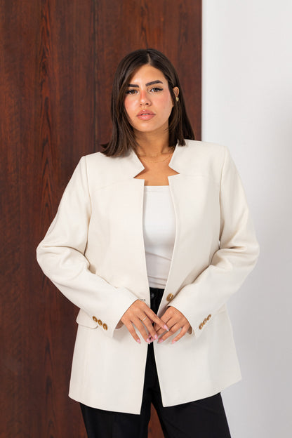 beige notched blazer
