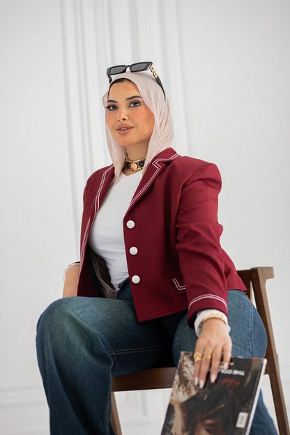 burgundy statement blazer