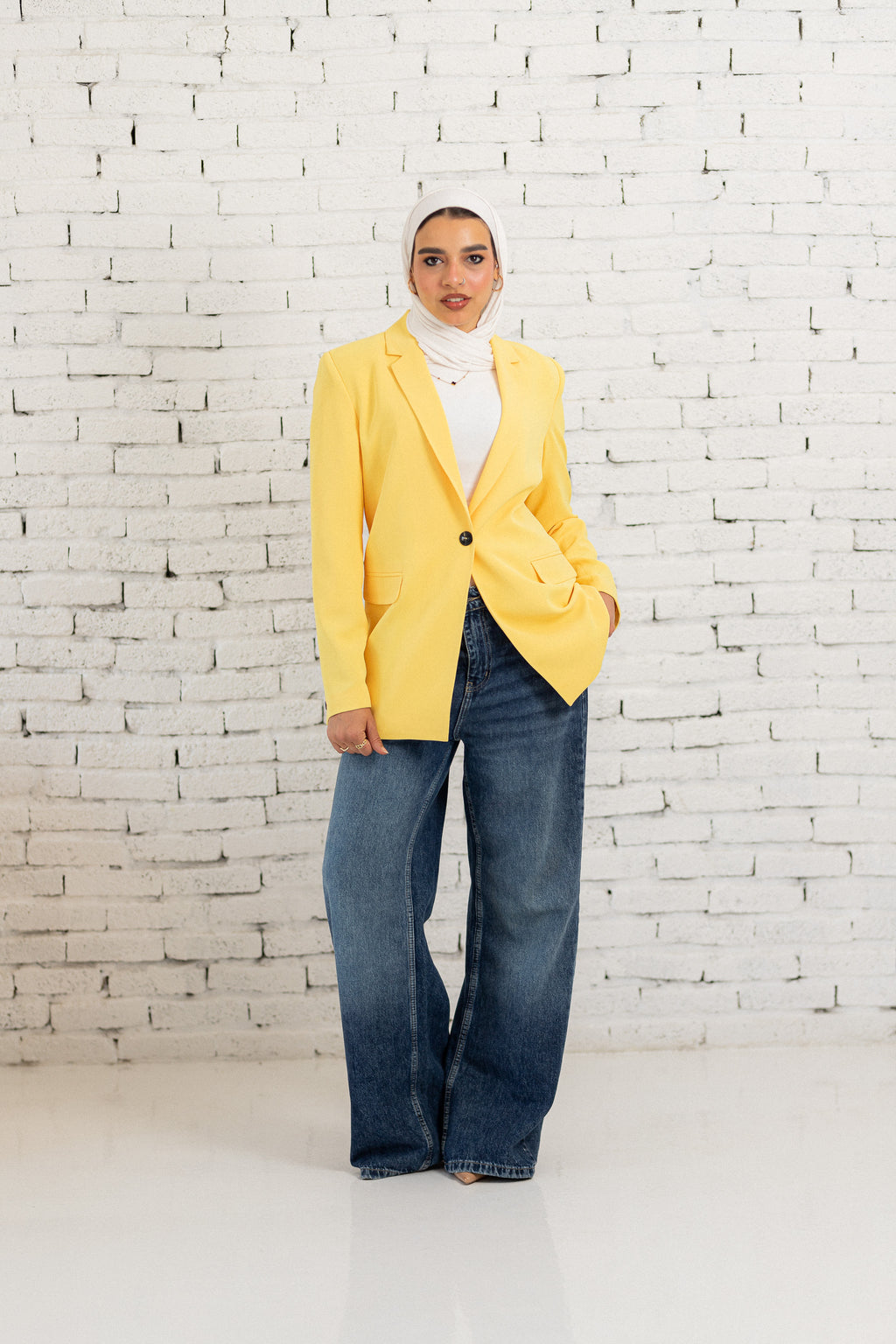 yellow long blazer