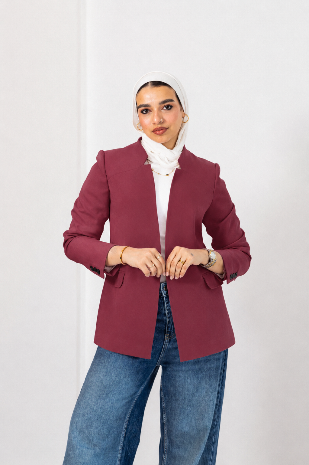 burgundy notched blazer