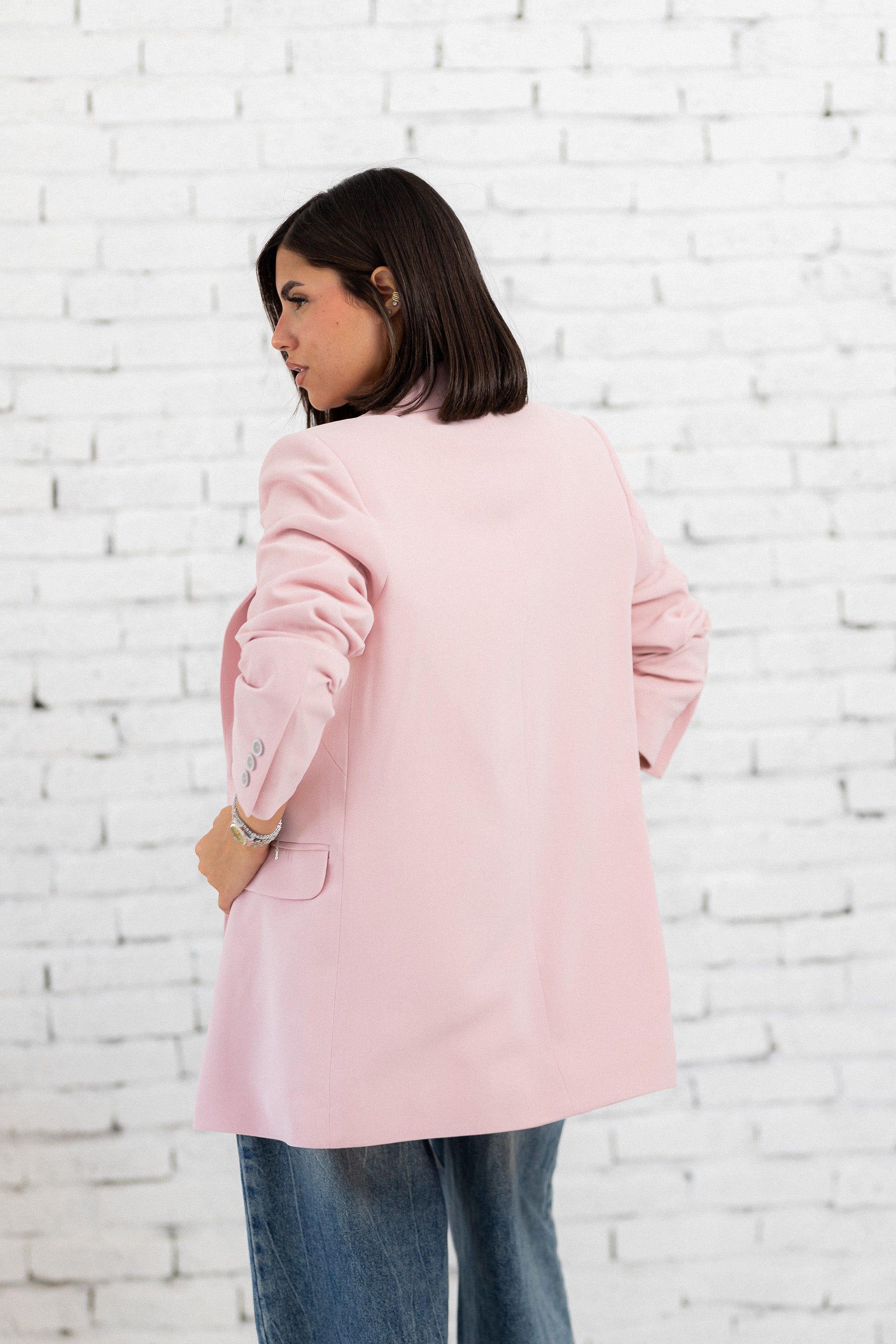 pink long blazer