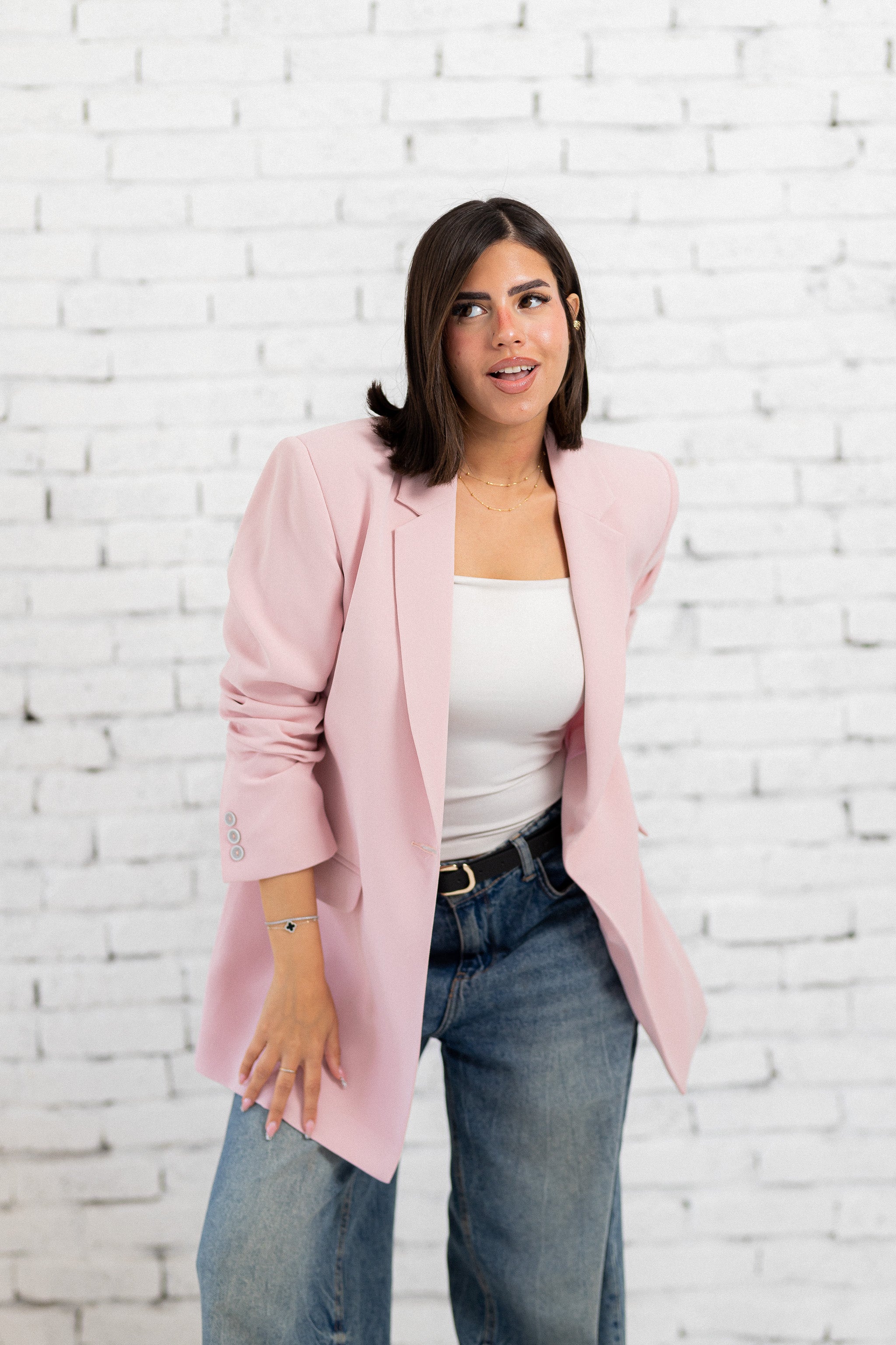 pink long blazer