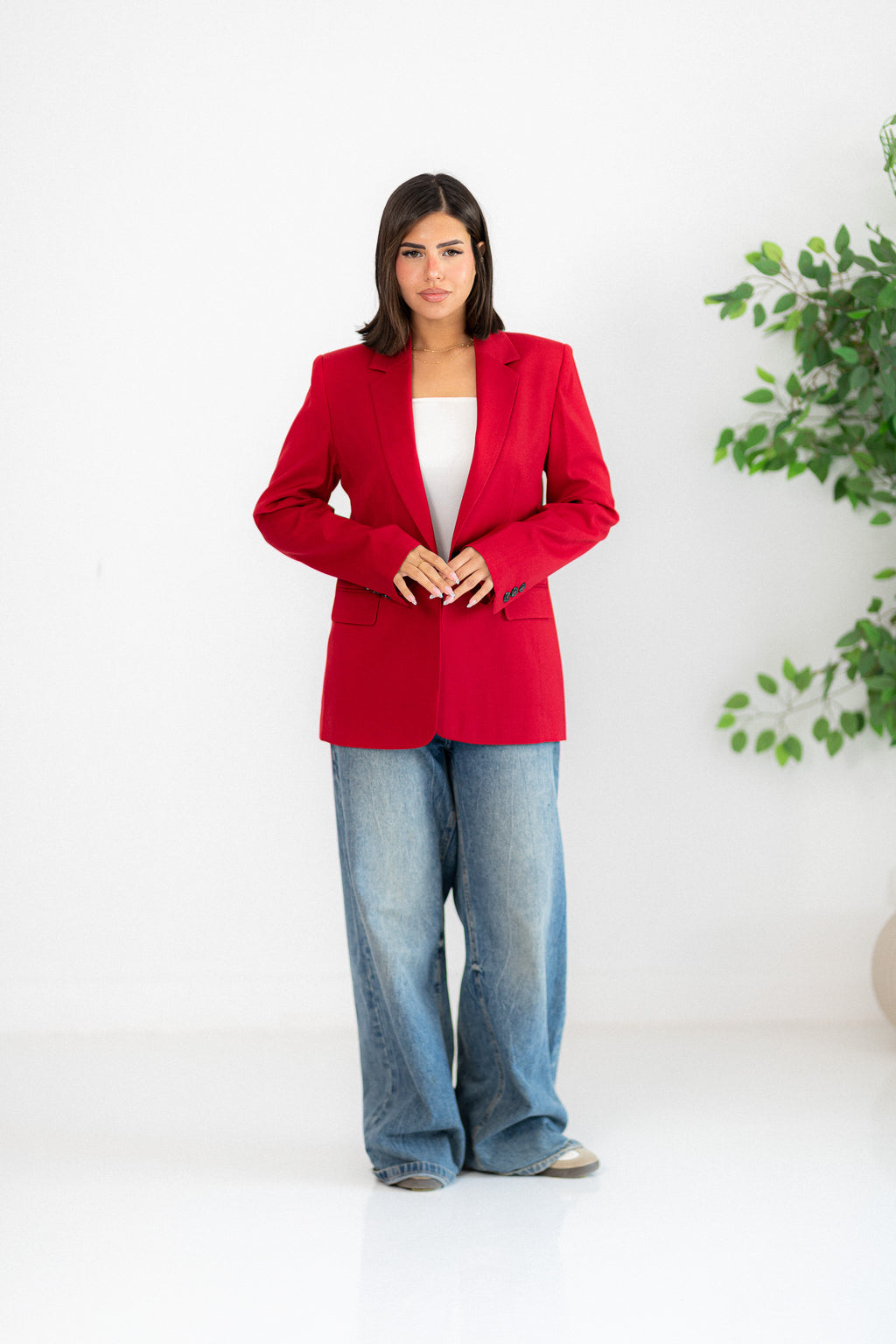 classic red blazer