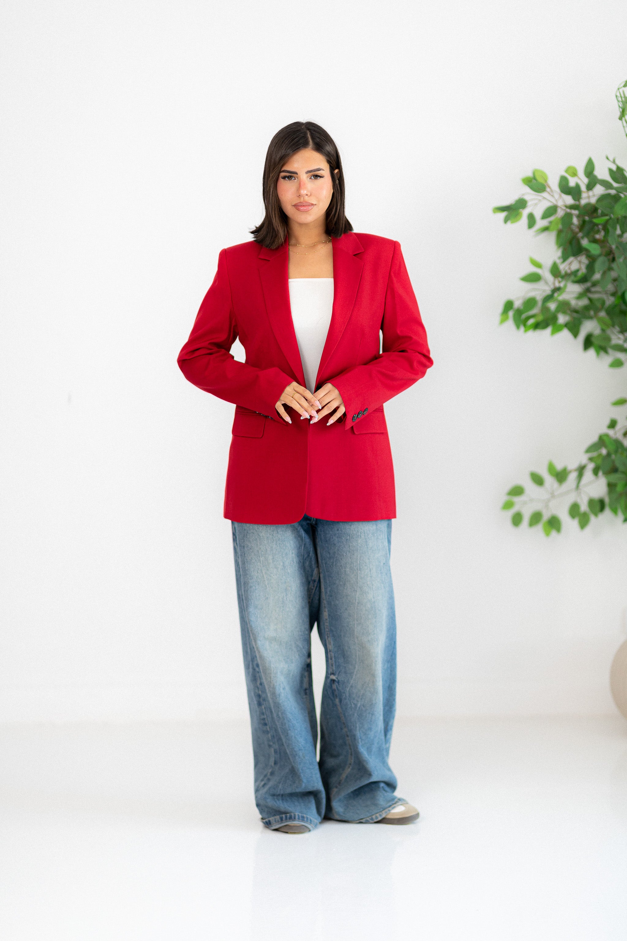 classic red blazer