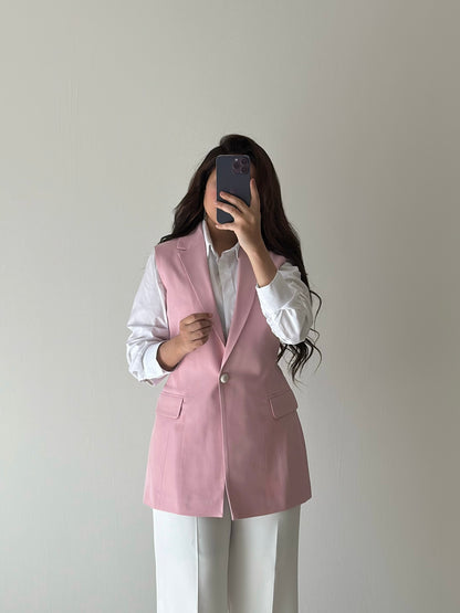 pink long vest
