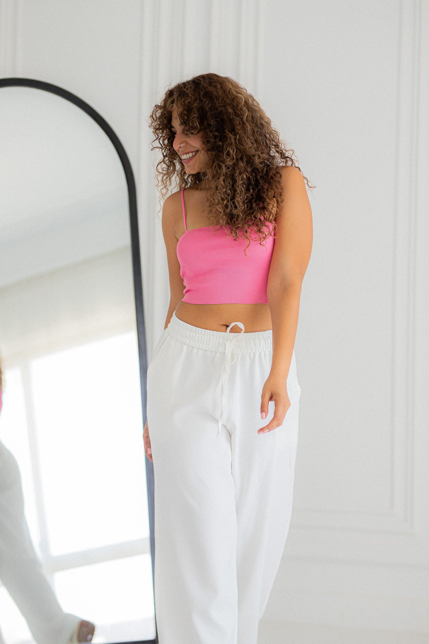 white wide leg pants