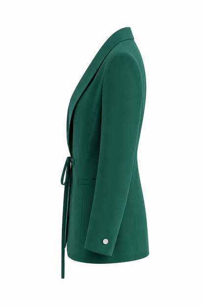 olive green tie-waist blazer