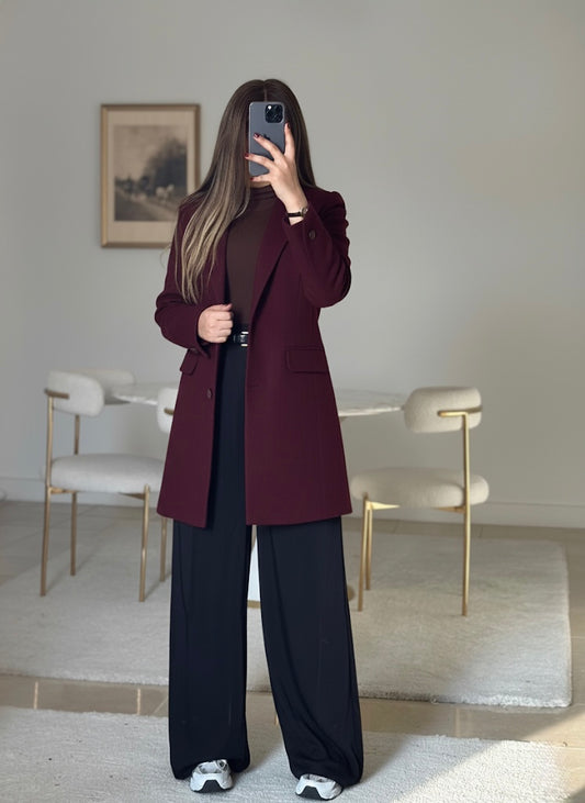 burgundy long jacket