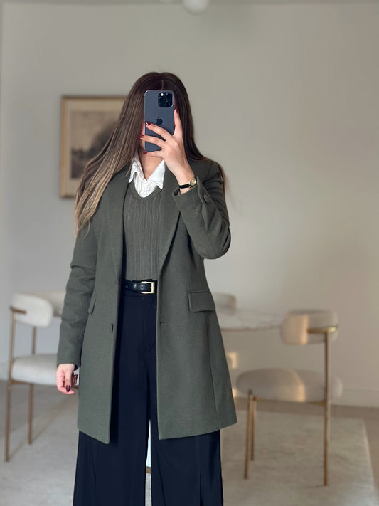 olive green long jacket