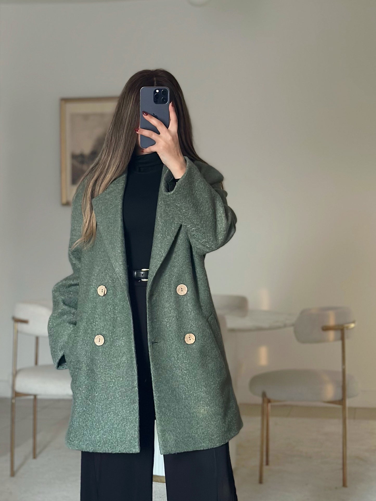 olive green raglan coat