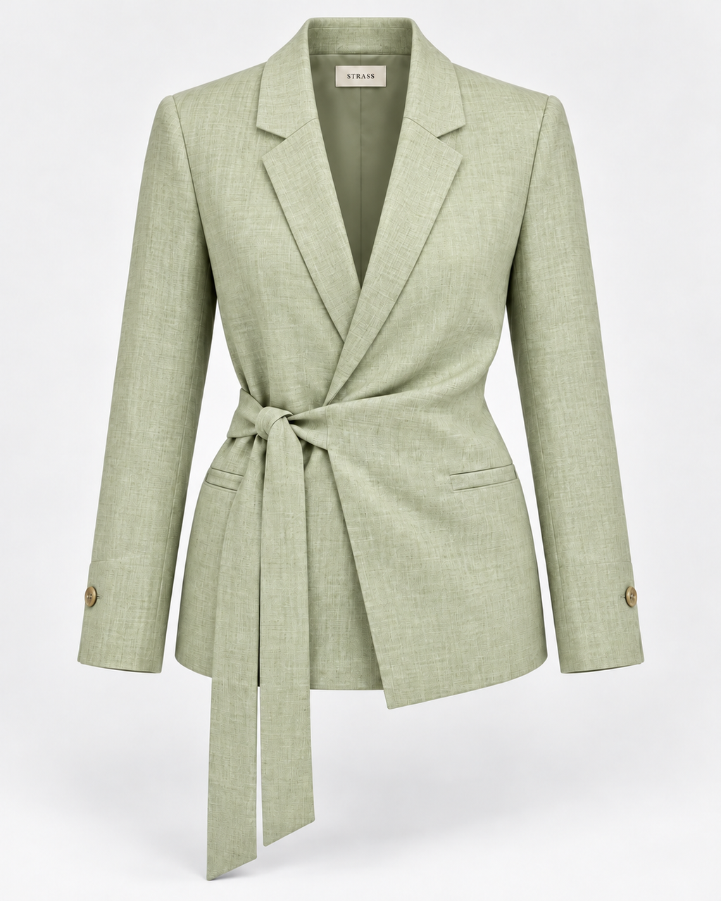 Linen belted mint blazer