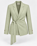 Linen belted mint blazer