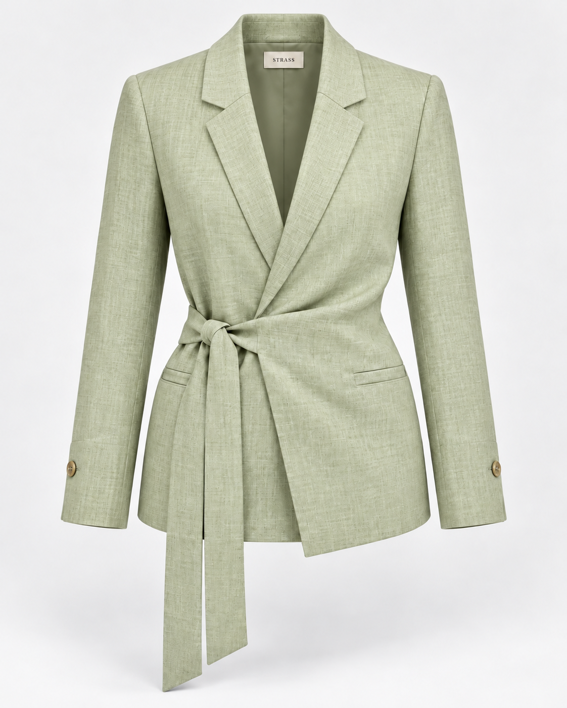 Linen belted mint blazer