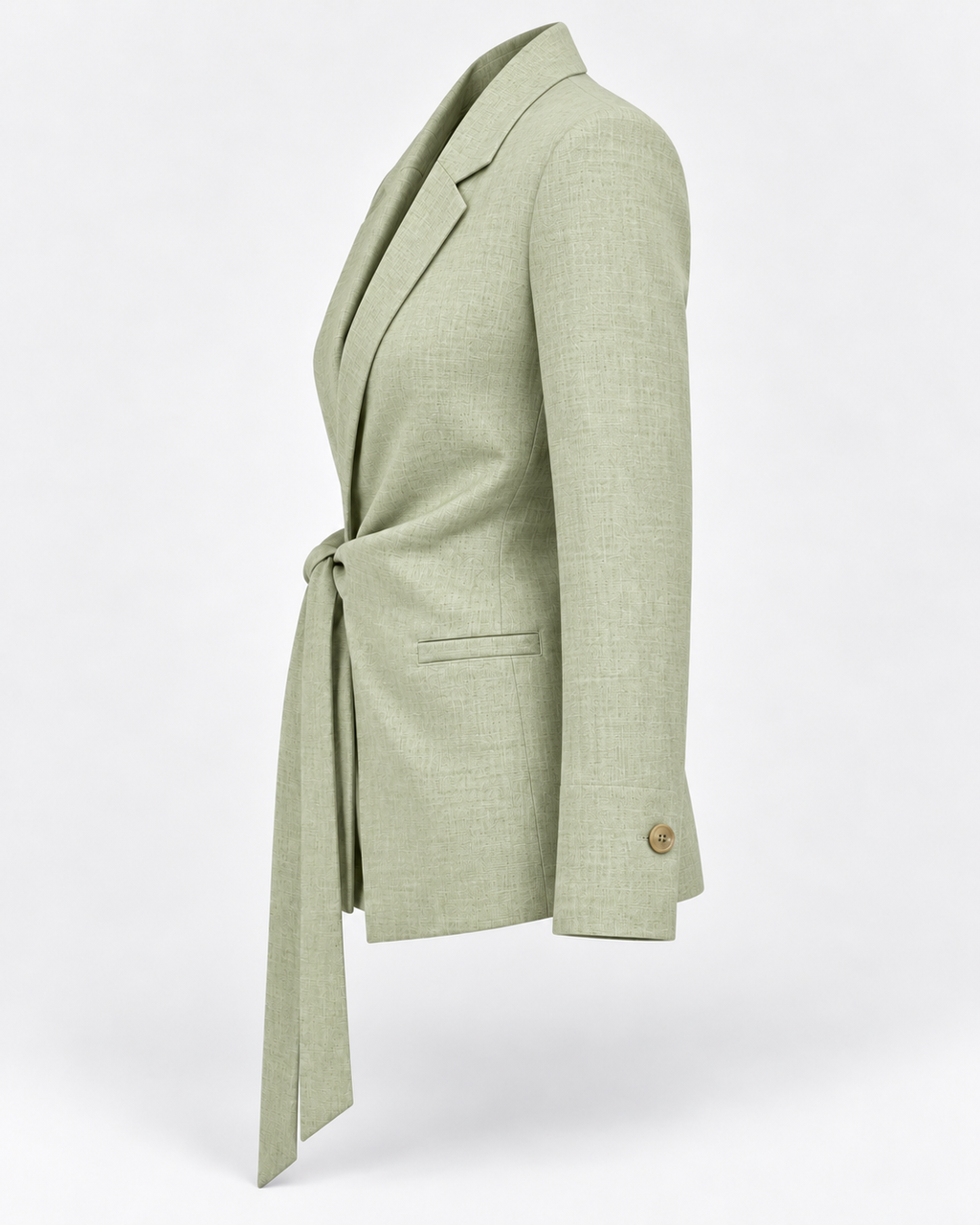 Linen belted mint blazer