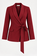 belted burgundy blazer