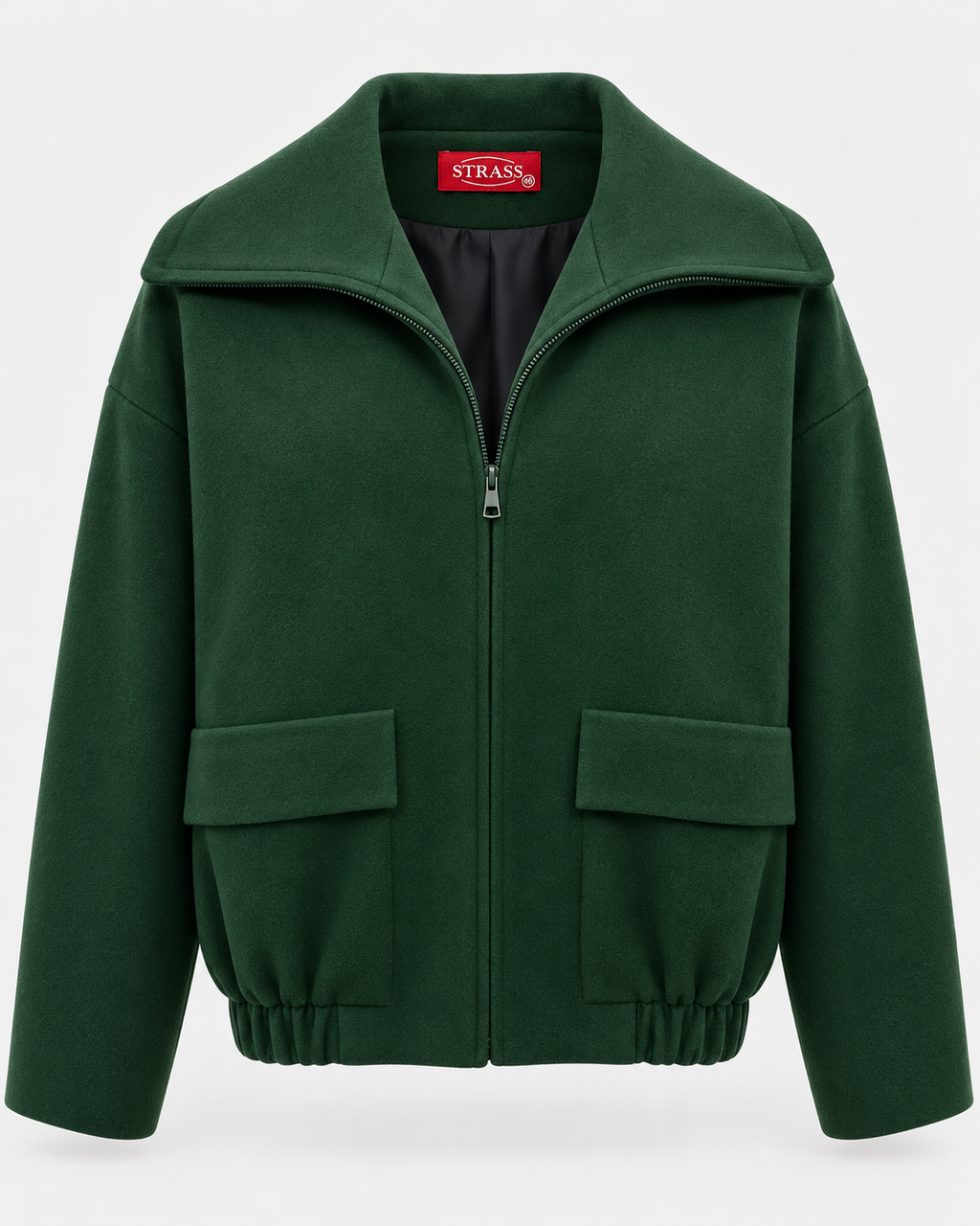 Wool zipper olive green jacket