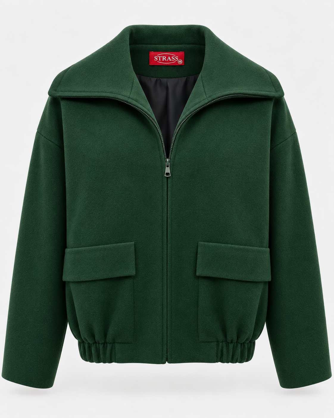 Wool zipper olive green jacket