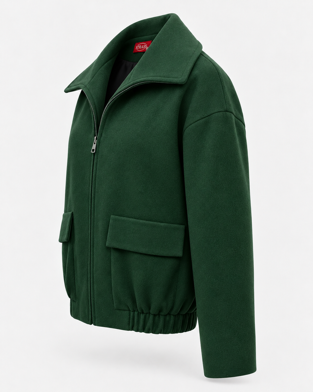 Wool zipper olive green jacket