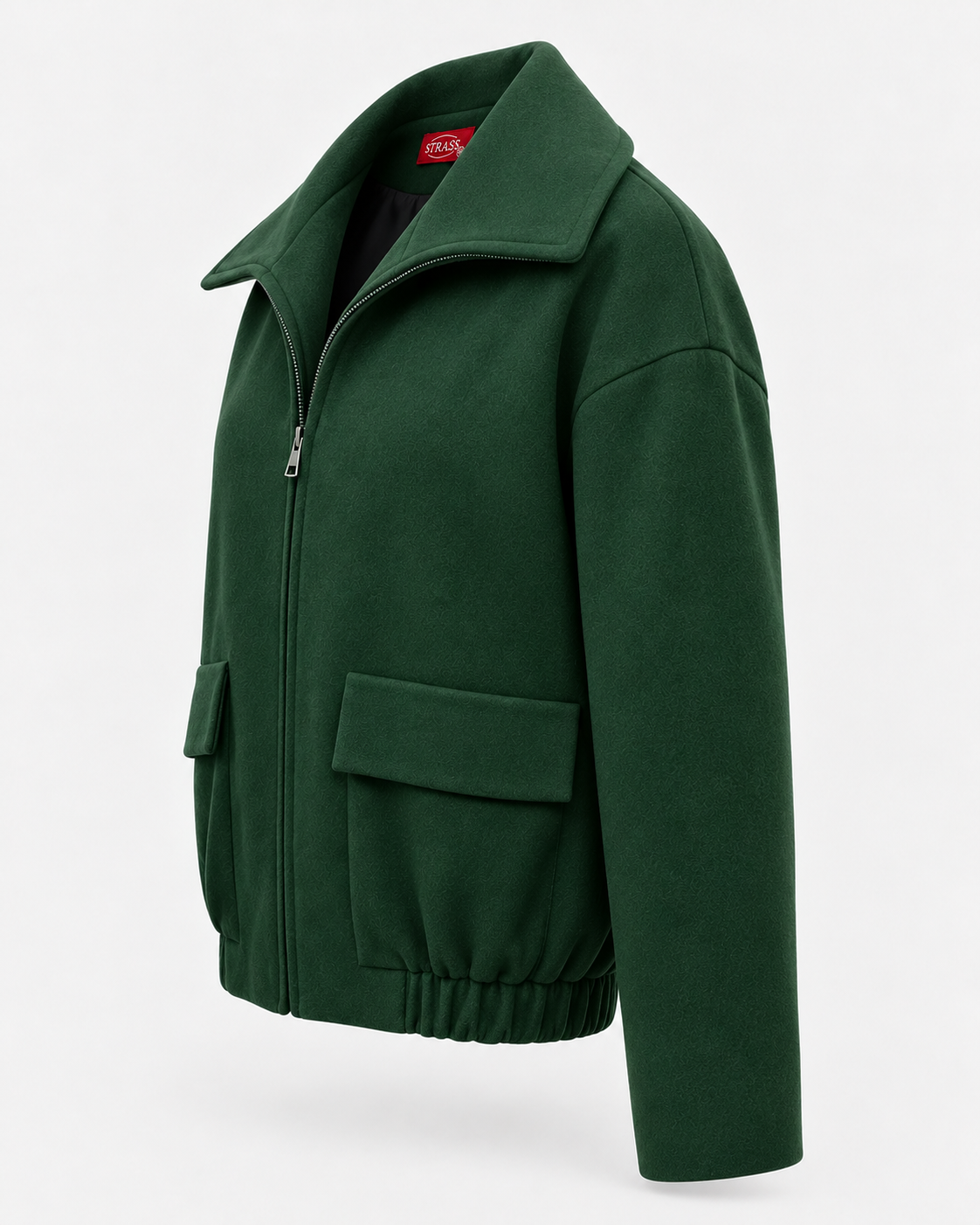 Wool zipper olive green jacket