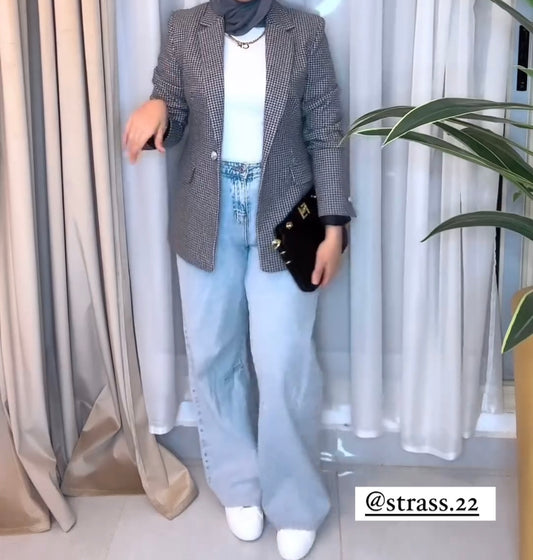 Tweed grey wool blazer