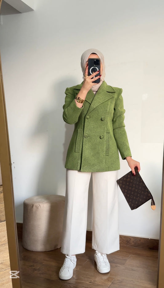 Double breasted kiwi blazer