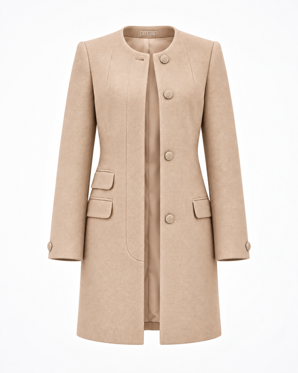 Round neck coffee coat