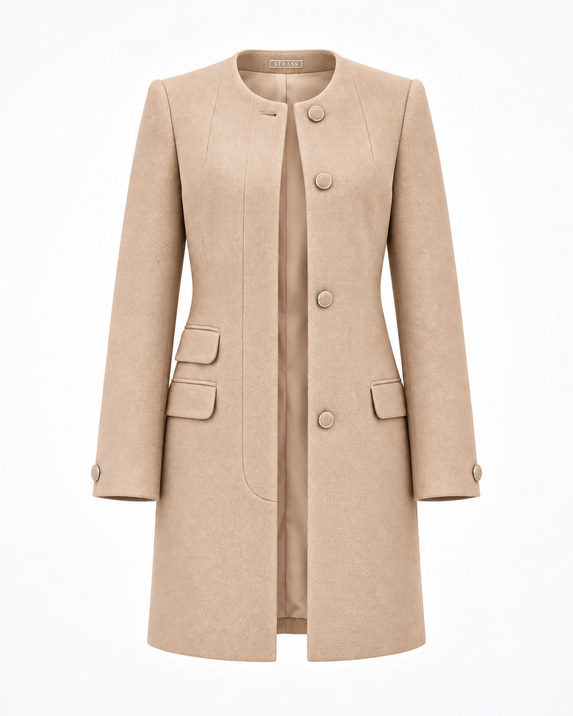 Round neck coffee coat