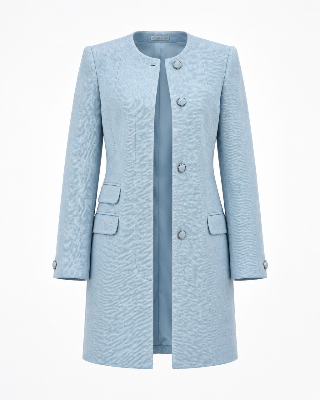 Round neck baby blue coat