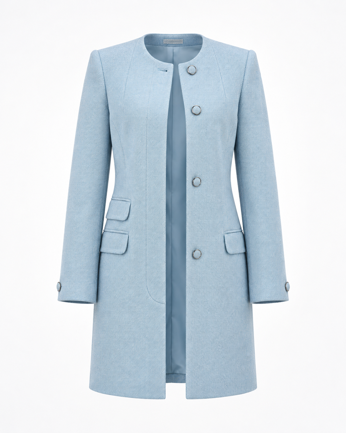 Round neck baby blue coat