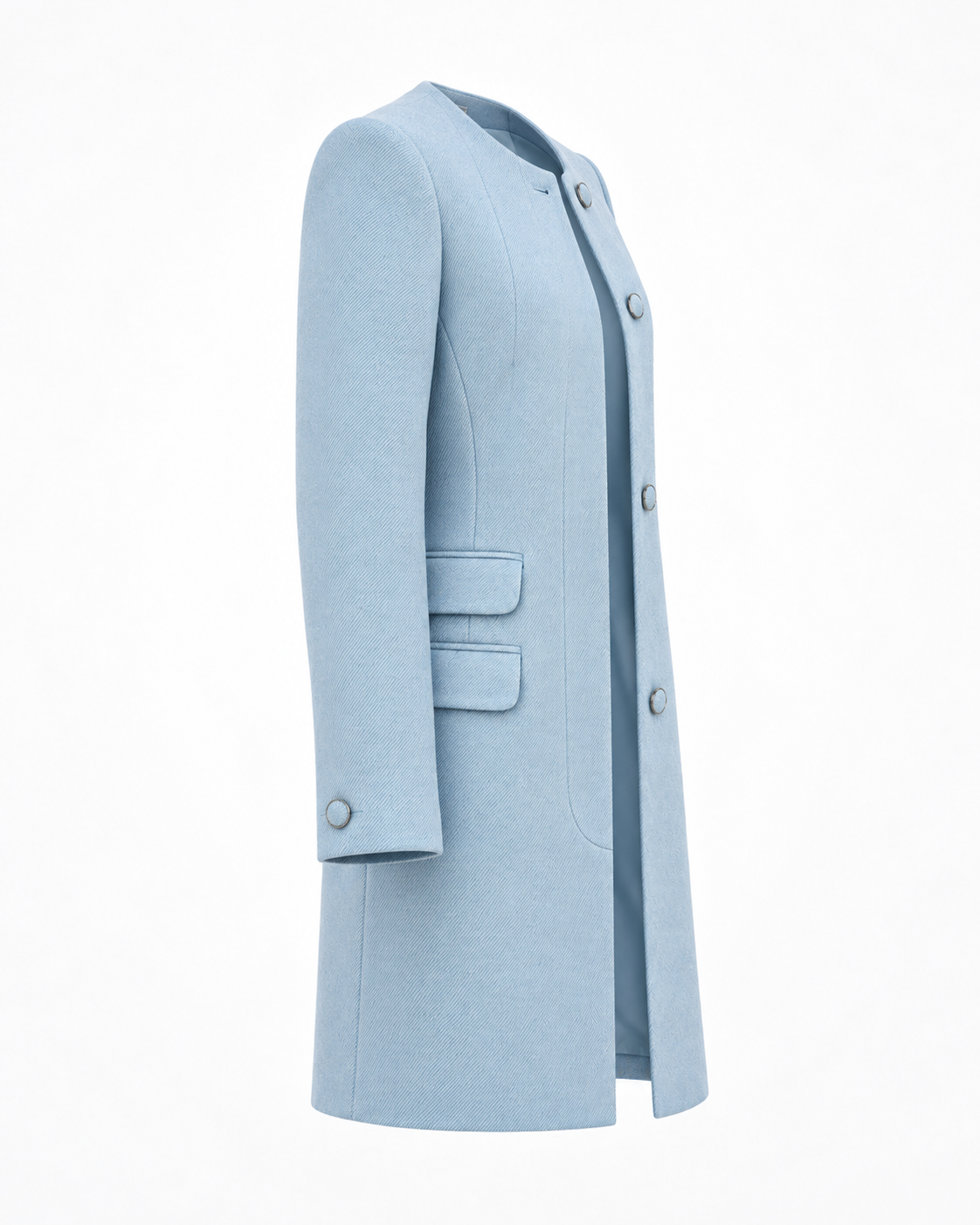 Round neck baby blue coat