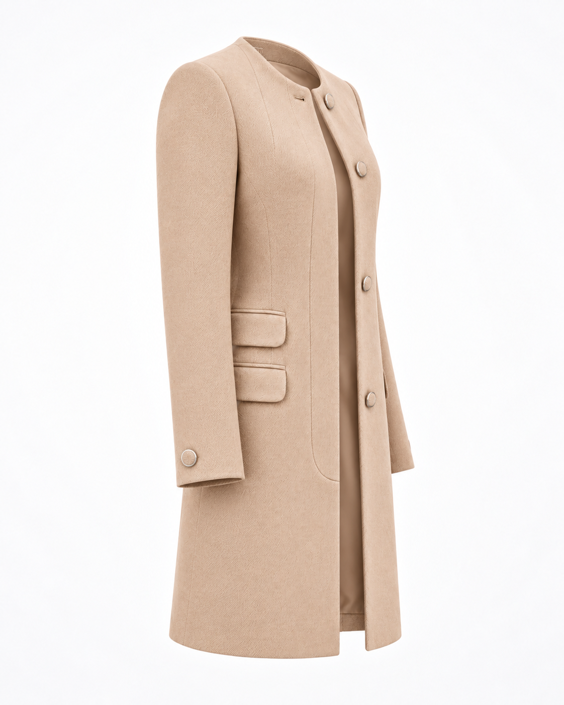 Round neck coffee coat